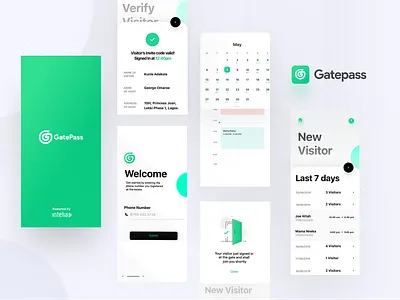 Gatepass animation app app design case study clean clean ui design estate free green illustration interaction modern shadow uiux