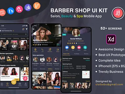 Barber Haircut, Salon & Beauty UI KIT barbershop beauty salon