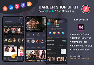 Barber Haircut, Salon & Beauty UI KIT barbershop beauty salon