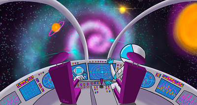 Space Shuttle Illustration astronaut digital illustration galaxy illustration procreate spaceship