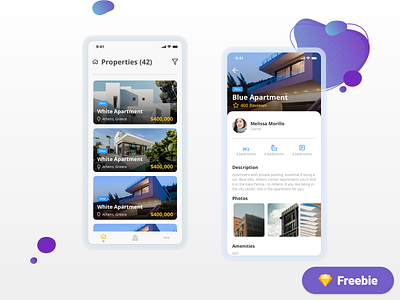 Real Estate UI App - Freebie 🎁 app app design design mobile property real estate sketch ui