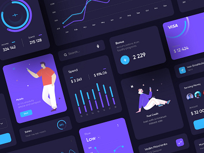 Banking Interface Dashboard Dark app bank branding card concept design illustration inspiration interface ui ux vector