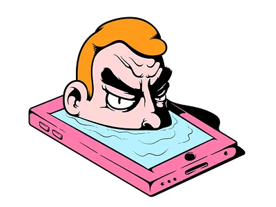 Escapism characters escapism hide and seek hiding humor illustration iphone phone vector vectorart