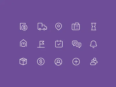 Basic Transport Icon Pack chat clock icon icon design icon set iconography icons icons design icons pack iconset load location logistics notification time transport transportation truck vector warehouse