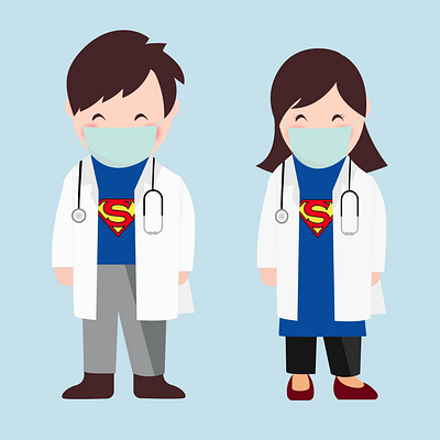 doctors as superheros apron corona coronavirus covid doctor face hello dribble hero icon illustration illustrator mask msn people png simple stethoscope superman superwoman woman