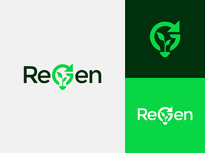 ReGen brand branding branding agency bulb logo colors design electric energetic green greenery greenhouse logo designs logos logotype minimal modern organic typogaphy vector