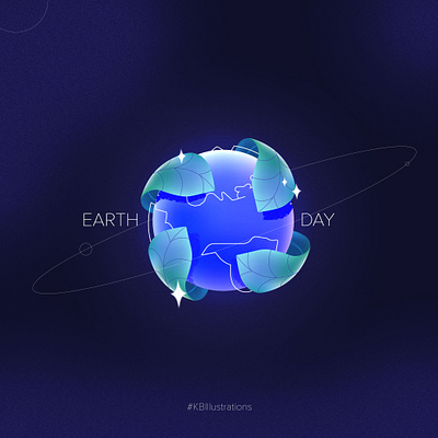 Earth Day blue design design of the day designing earth earthday glow illustration leaf nature space vector