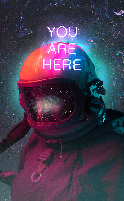 Supernaut astronaut collage digital collage neon psychedelic stars surrealism unsplash