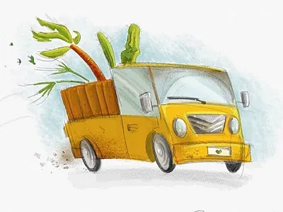 Plant Delivery delivery delivery truck drawing illustration ipad pro ipadpro palm palm tree plants sketch truck yellow