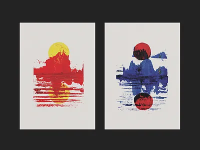 Abstract Poster abstract horizon paint sunrise sunset