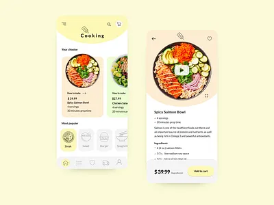 Cooking App app app design design food illustration ui uidesign ux
