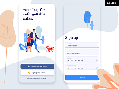 SignUp #DailyUI app dailyui dailyuichallenge dog pets signup signupform