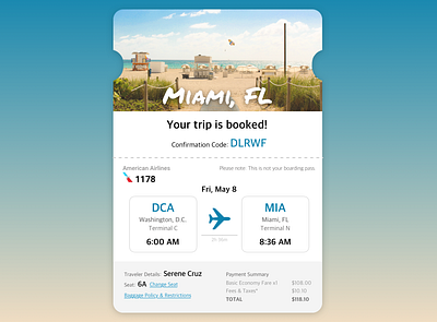 Email Receipt 017 booking booking confirmation confirmation dailyui dailyuichallenge design email receipt flight receipt trip ui uidesign ux uxdesign uxui uxuidesign