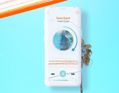 Music Player - Frank Ocean Playlist artist frank ocean lyrics mobile app mockup mp3 music orange player song swim good ui ux