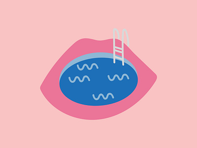 Acqua in bocca dictum digital illustration girl illustration italian lips lipstick mouth palette pink pool proverb say saying secret vector vector illustration water