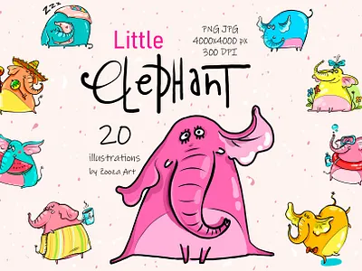 Little Elephant animal clipart design elephant illustraion illustration illustrations prints stickers