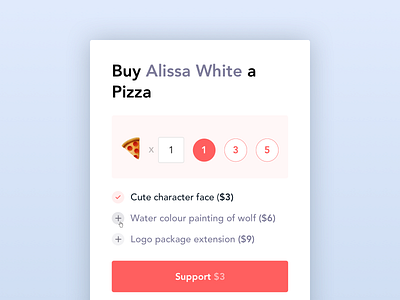 Payment widget - Rewards 🎁 100daychallenge buymeacoffee design feature payment pizza product design rewards ui ux