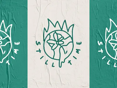 Still Time branding burning climate change earth earth day flame flames flower green illustration lettering logo planet planet earth print type