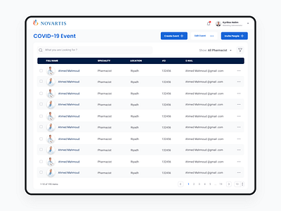 Event Organizer - Novartis crm design event events figma flat management minimal novartis sketch ui ui 100 ui 100day uidesign uiux ux xd ui kit