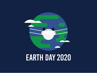 Earth Day 2020 coronavirus covid 19 cute earth flat mask planet vector