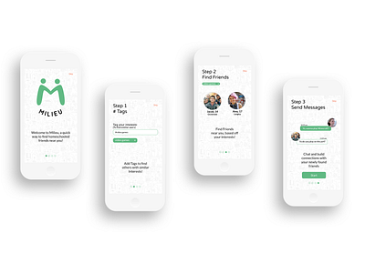 Milieu: Social App for Home School Children branding clean friendly fun homeschool inclusive mobile app mobile app design onboarding proof of concept social app social media design