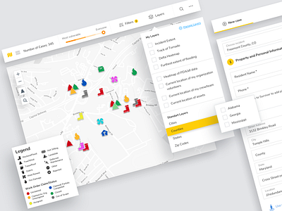 Work order management software with cases management agent cases disaster icons illustration interaction layers management map nonprofit order product ui ux volunteer web work