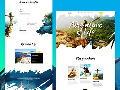 Adventure is Life adobe photoshop adventure artbees landing page modern responsive website templates template user interface design website design website templates