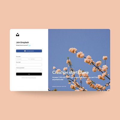 Unsplash redesign sign in&sign up concept concept daily 100 challenge daily ui design redesign register register form sign in sign up ui uidesign uiux unsplash web