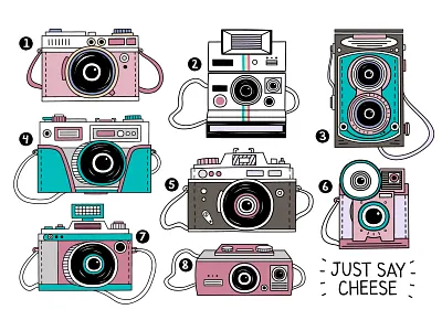 FREE Retro Cameras camera cartoon design freebie illustraion illustration retro vector