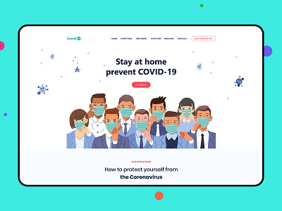 Covid-19 Website adobe xd corona epidemic corona virus corona website covid 19 covid 19 website daily ui daily ui challange illustration landing page minimal stay at home treatment trend 2020 trending website typogaphy visualization website design