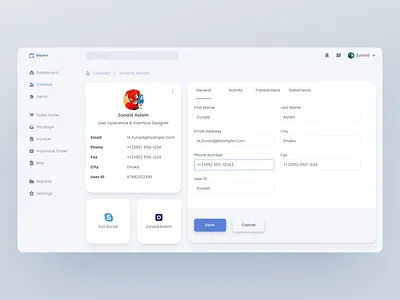 Contact Profile app application clean contact dashboard design enterprise figma flat interface inventory management modern profile system ui user user profile ux web design