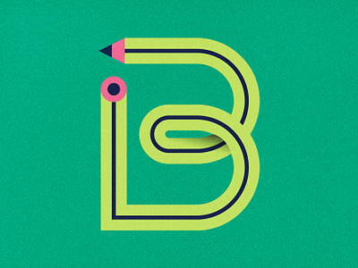 B for Bojan:) icon illustration letter monogram pencil