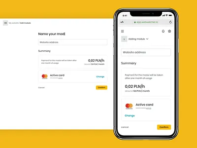 Webwatcher configuration panel configuration design interface iphone monitoring monitoring dashboard page payment payment form payment method payments ui ux web