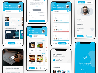 Udacity Coffee Shop App app appdesign clean courses design learning manage menu mobile ui online courses online learning profile project screen flow shop sketchapp team udacity ui ux