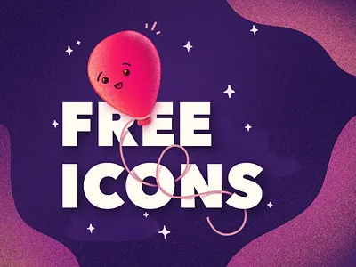 FREE ICONS - Grab em! balloon character cute emoji floating free happy icons illustration night smile space stars