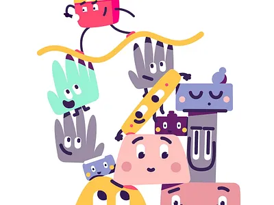 Friends band buddies character character design community concert friend friends helping illustration illustrator microphone music shapes simple stack vector