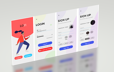 Login and Sign up screen app design flat graphic design icon illustration minimal typography ui ux vector web