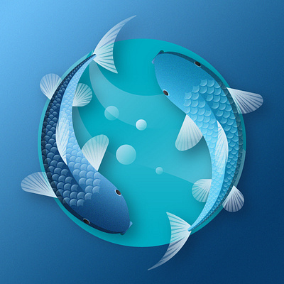 The Zodiac Signs - Pisces adobe illustrator blue cold digital illustration fish flat design gradients illustration pisces product design vector vector illustration water zodiac zodiac signs