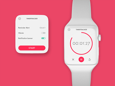 Timetracker Smartwatch App - UI app apple apple watch apple watch design clock countdown countdown timer daily ui dailyuichallenge design interface interface design mobile app mobile ui smartwatch timer timer app ui ui design ux