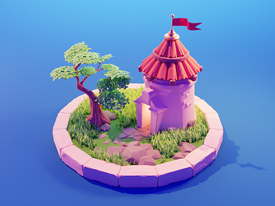 Medieval Tower 3d blender castle diorama illustration isometric medieval render sculpting spyro stylized tower