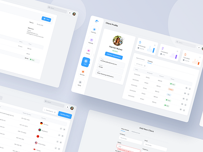 Client Lists & Profile Pages - Enterprise Software add client amount appointment booking charts client crm dashboard enterprise erp graph grid invoice invoices landing page list profile profile page report reporting
