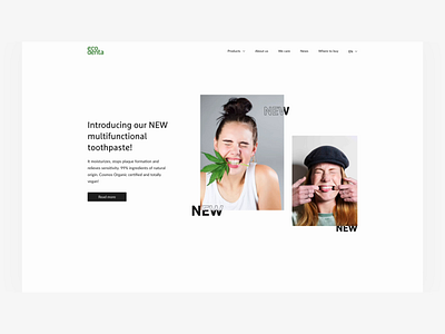 Homepage Web Design for Ecodenta care design ecodenta front interaction landing minimal natural oral organic page sticky toothpaste ui unique ux web website