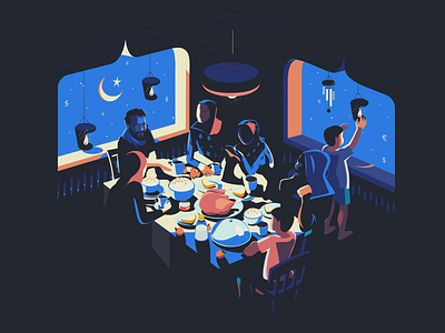 Ramadan Kareem art dinner family flat food gisterson holiday home illustration islam isometric muslim ramadan ramadan kareem ramadan mubarak table trading