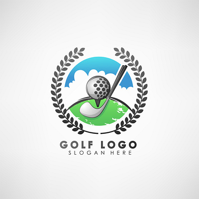 Golf Concept Logo Template With Laurel Wreath adobe illustrator branding design game games golf golf ball golf club icon illustration laurel wreath leisure logo sport sports logo ui ux vector