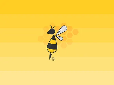 Bee app bee branding cartoon company design designer honey illustration insect jar logo outline product shapes simple stripes vector webdesign yellow