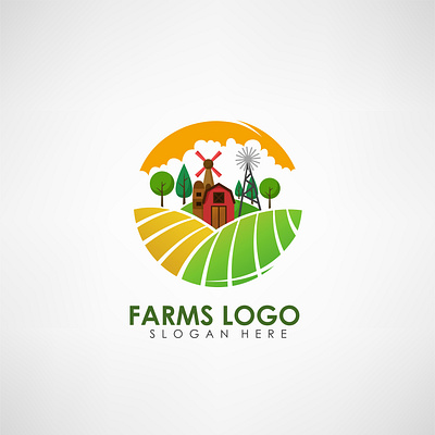 Farm Concept Logo Template adobe illustrator app design farm farmer farmers farmers market farming illustration livestock logo organic products ui ux vector village windmill