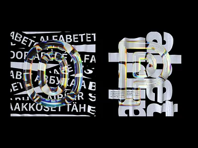 Alphabet Dispersion – O,P 36 days of type 3d type alphabet c4d cinema 4d dispersion glass letters typography