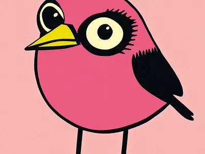 Baby Bird Pink Quirky Retro Character Portrait Illustration art baby backdrop background bird character crooked design graphic grunge handmade illustration ink pink portrait quirky retro unique weird