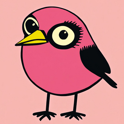 Baby Bird Pink Quirky Retro Character Portrait Illustration art baby backdrop background bird character crooked design graphic grunge handmade illustration ink pink portrait quirky retro unique weird