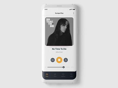 Radio design app application application ui billie eilish design player radio uiux ux white